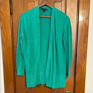 Ann Taylor Green Knit linen Cardigan Sweater